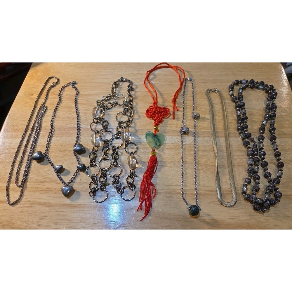 Lot Of 7 Misc Necklaces Costume Jewelry Box Dump
